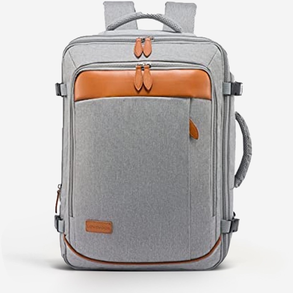 Versatile Gray and Tan Travel Backpack